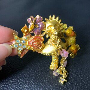 Kirks Folly Vintage Gold Fairy Mushroom Brooch